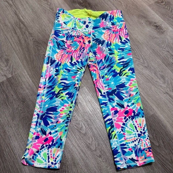 Lilly Pulitzer Luxletic Weekender Crop Leggings Dive In Bright Colorful Medium - Picture 2 of 6